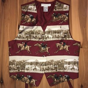VTG Horse Jockey Racing Animal Print Silk Vest 90s